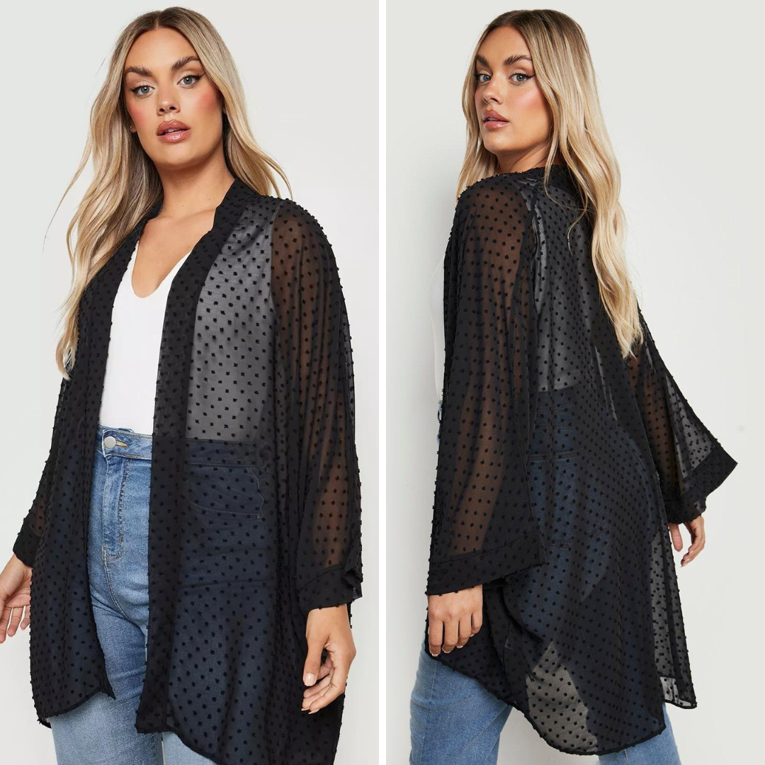BLACK PLUS  SHORT KIMONO
