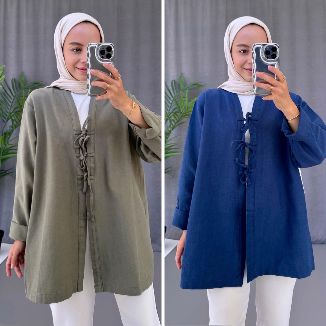 Kimono en lin à lacets
