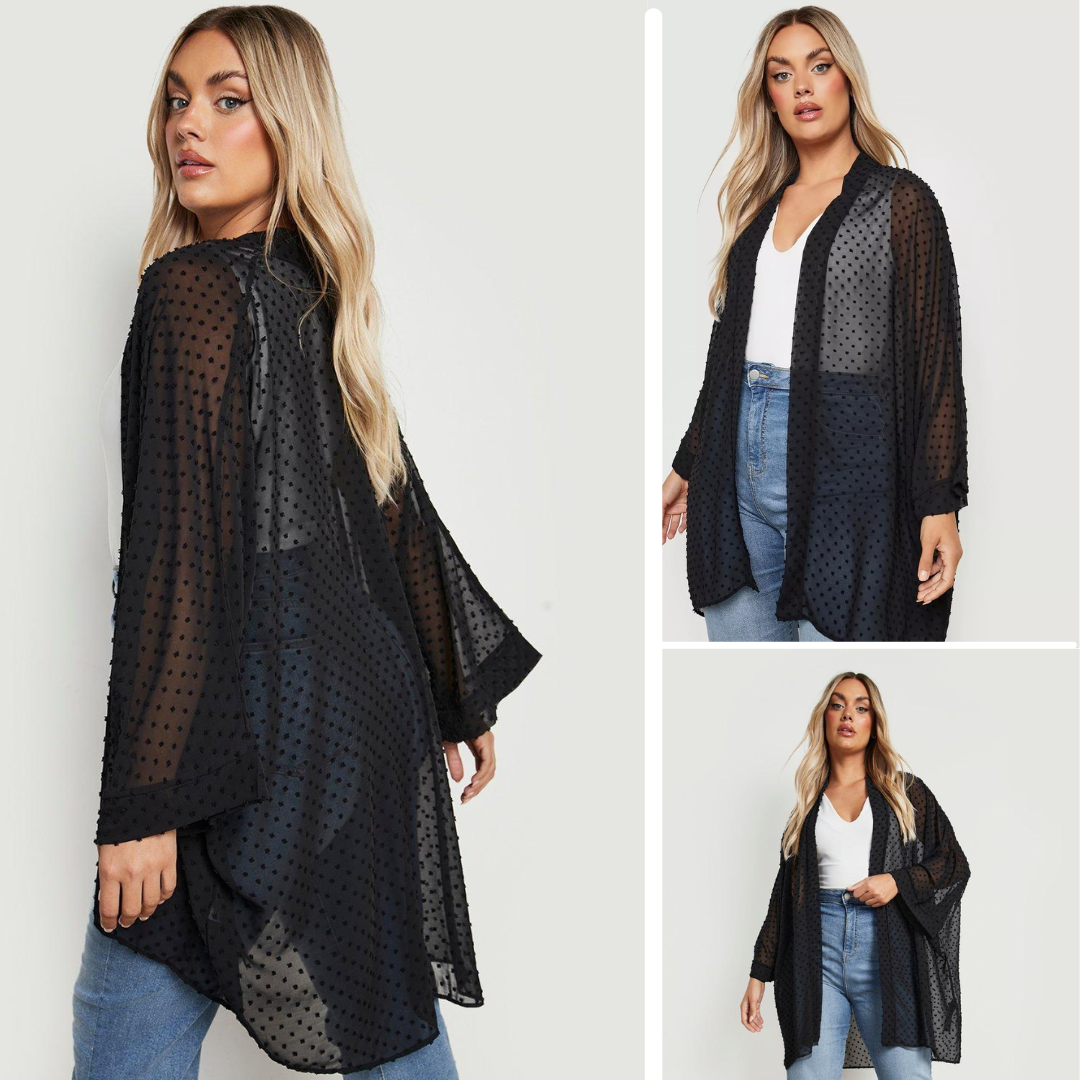 BLACK PLUS  SHORT KIMONO