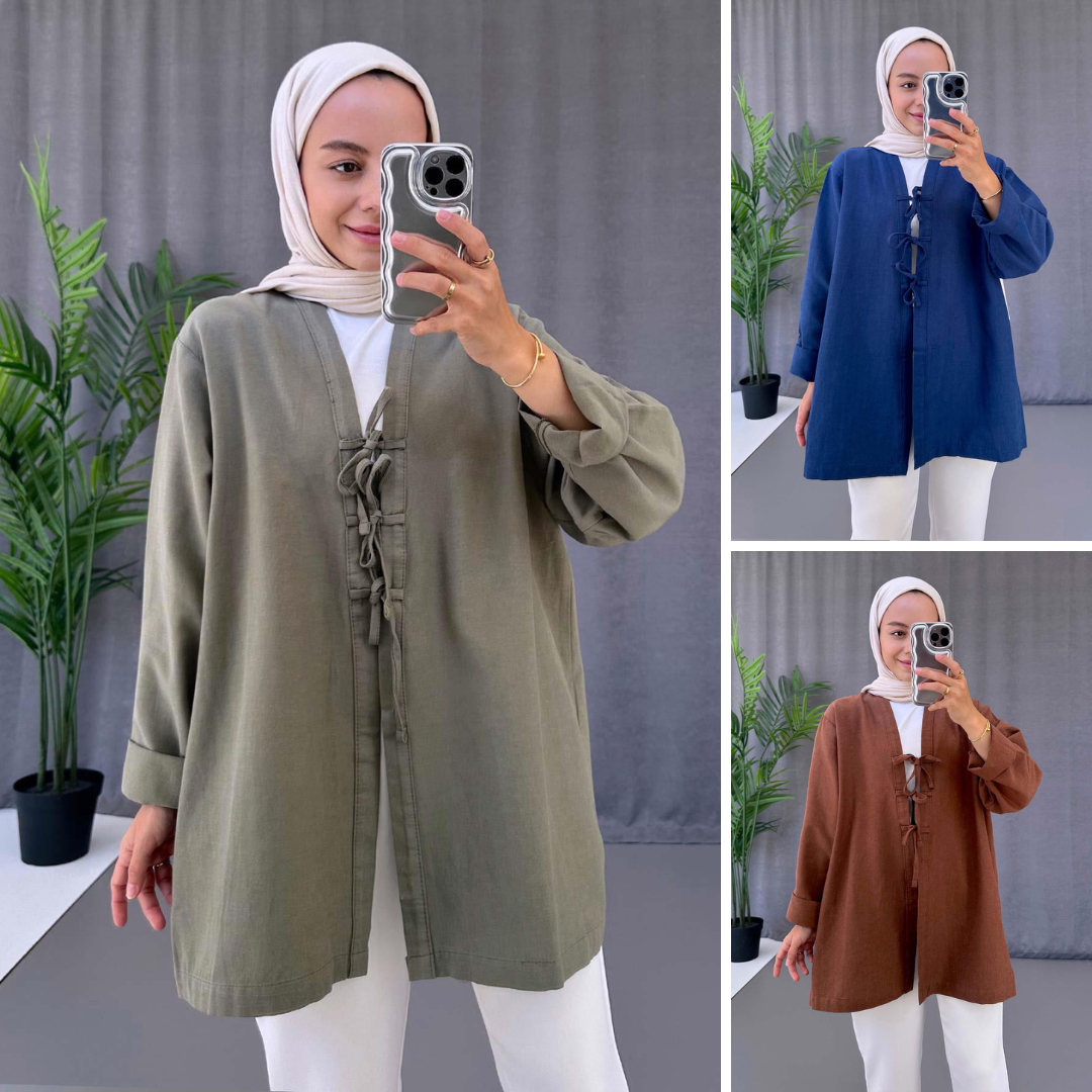 Kimono en lin à lacets