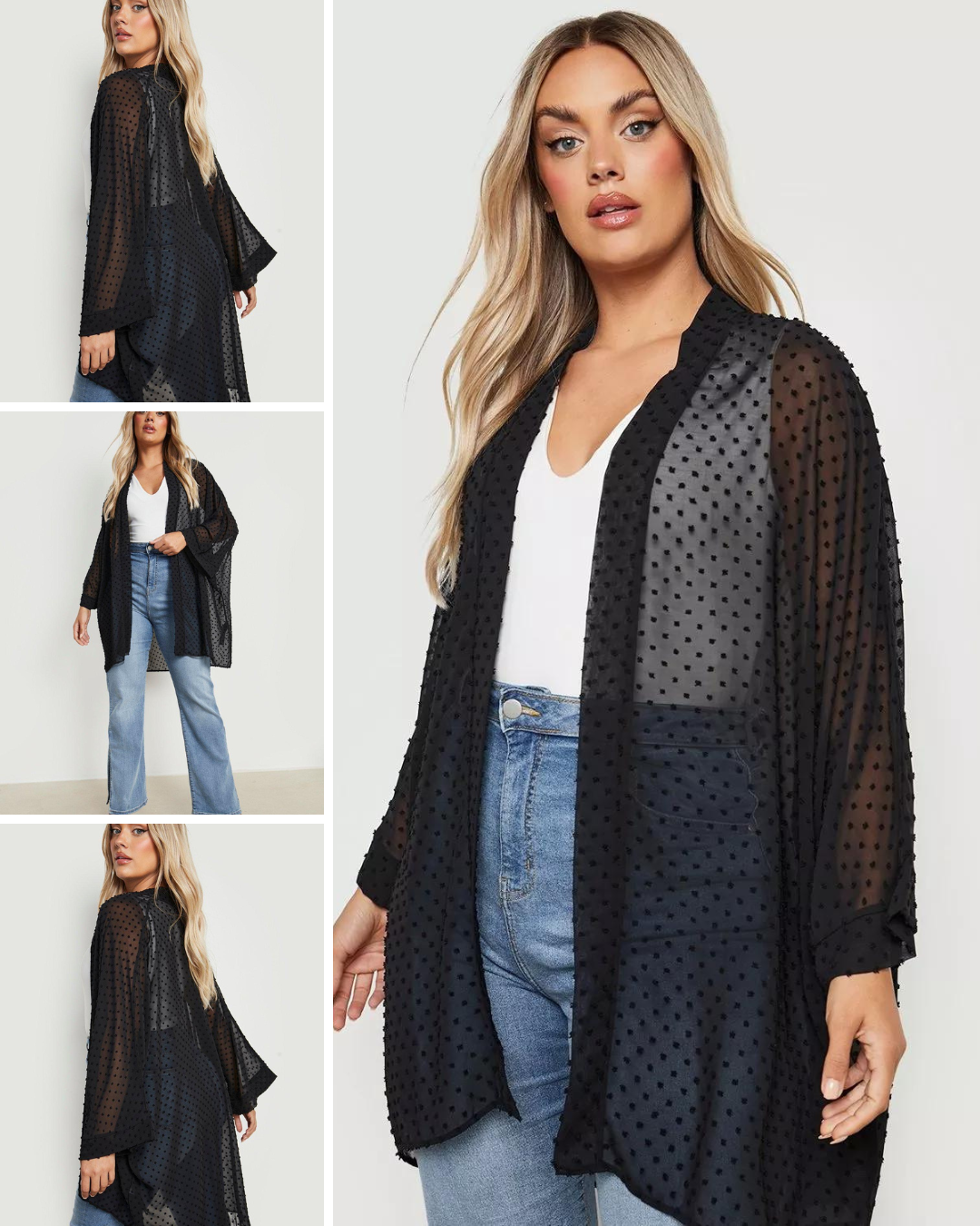 BLACK PLUS  SHORT KIMONO