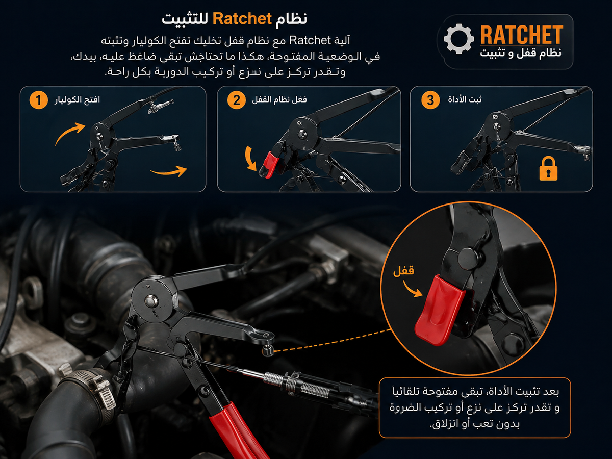 👉 كماشة فك وتركيب كوليات الـDurite بآلية Ratchet – 63 سم