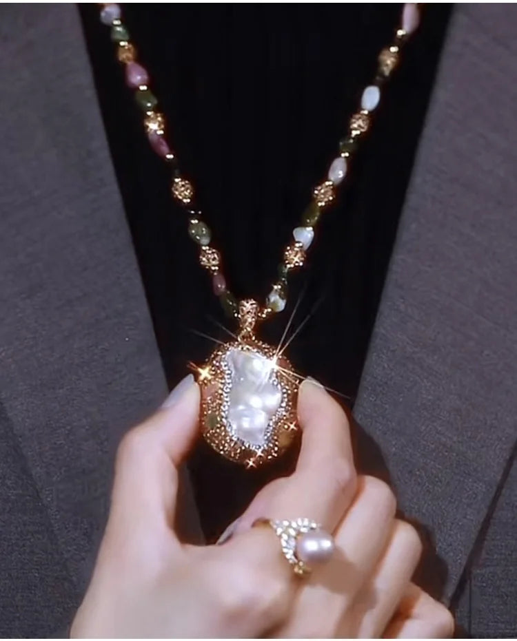 مجموعة القلادة من اللؤلؤ الطبيعي 💎