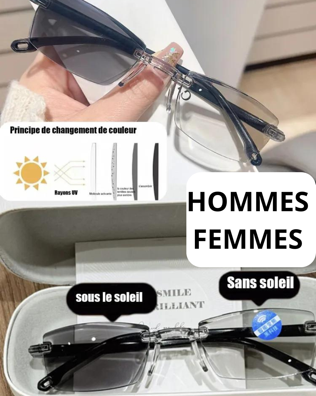 Lunettes de lecture anti-lumière bleue à couleurs changeantes