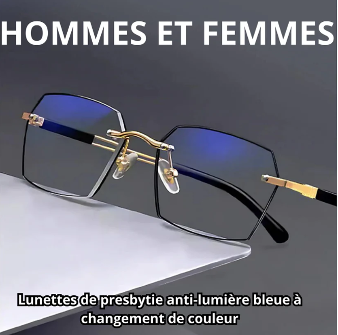Lunettes de presbytie anti-lumière bleue à changement de couleur