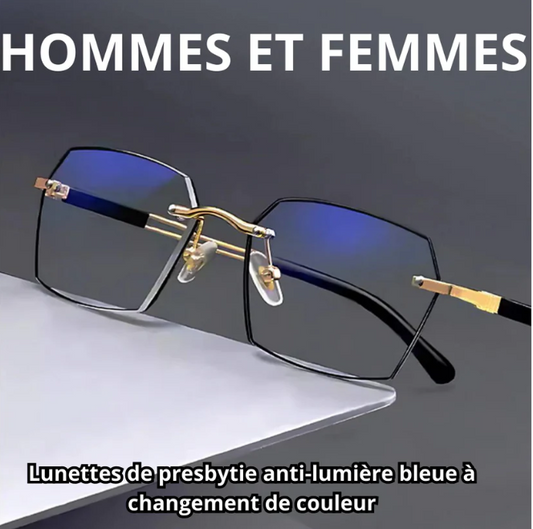 Lunettes de presbytie anti-lumière bleue à changement de couleur