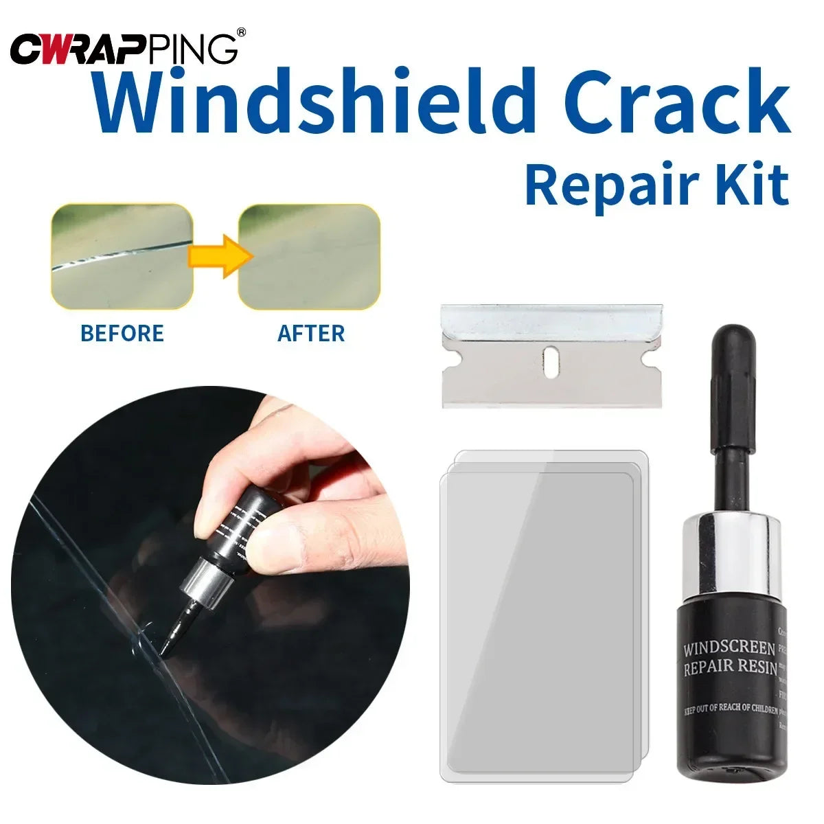 2Pcs Car Window Scratch Crack Restore Car Windshield Cracked Repair Tools Set DIY Auto Glass Repair Fluid  for Auto Accessories